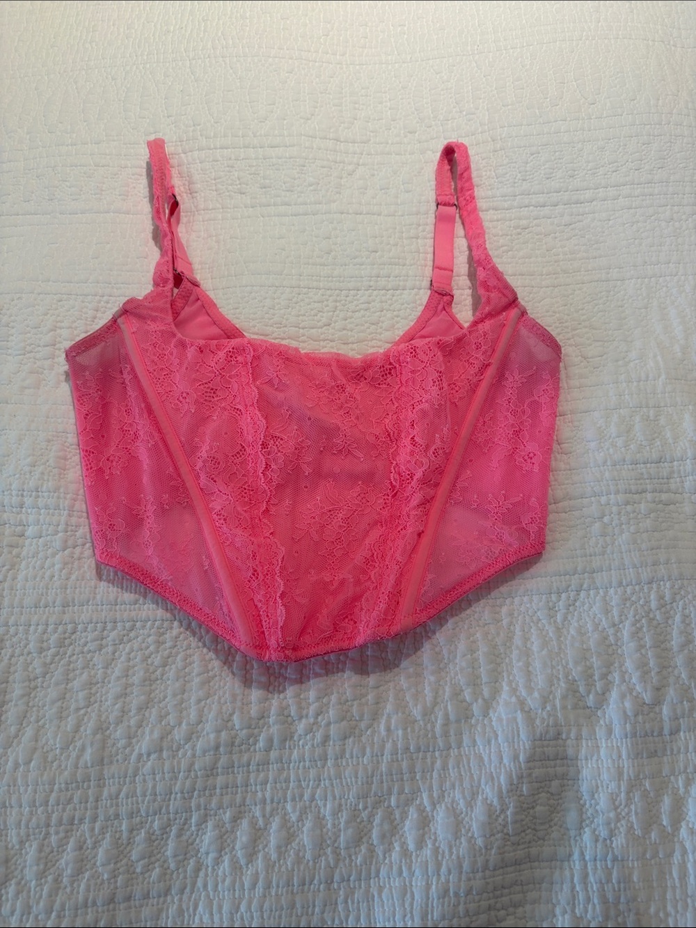 Urban Outfitters Neon Pink Lace Cami Bralette